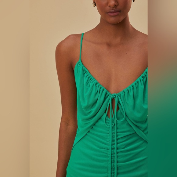 FARM RIO Embellished Cutout Ruched Sleeveless Midi Dress Green Large NWTs - Picture 3 of 15